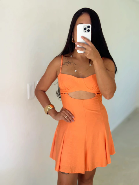 Vestido Busto Vazado Laranja Jess - comprar online