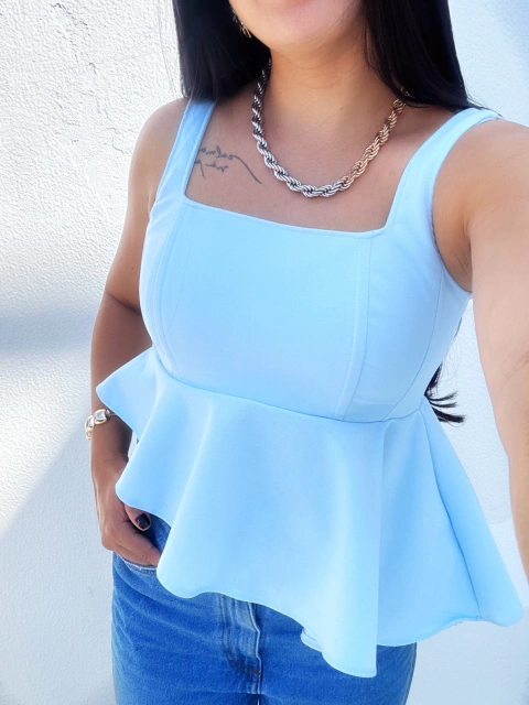 Blusa Assimetrica Azul Mia