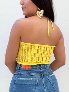Cropped Tricô Amarelo Lisa - Donna Fashionista - AmoDF