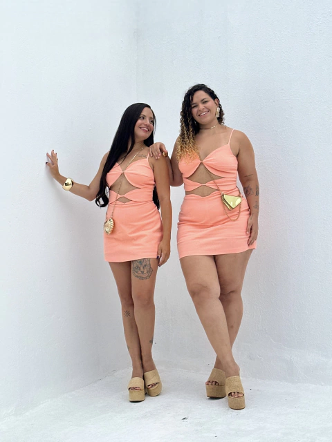 Conjunto Cropped Saia Laranja Júlia