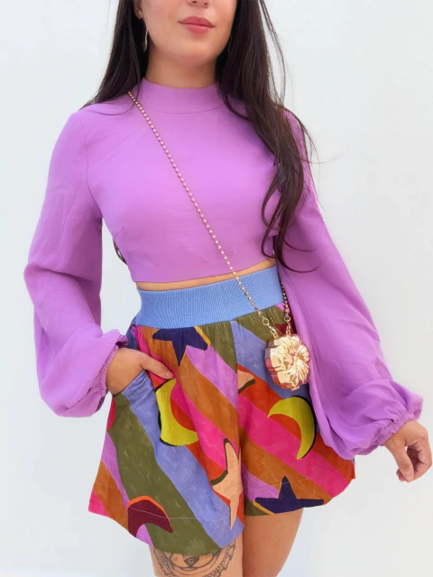 Cropped Manga Longa Laila Lilas - comprar online