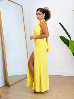 Vestido Longo Frente Única Amarelo Luísa - loja online