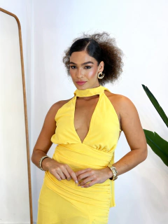 Vestido Longo Frente Única Amarelo Luísa - Donna Fashionista - AmoDF