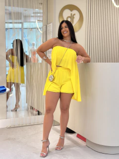 Conjunto Blusa Sem Alça Short Amarelo Louise - loja online