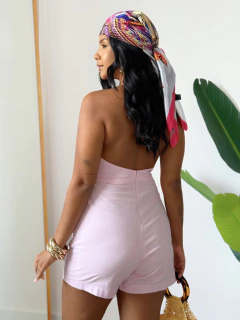 Macaquinho Risca de Giz Rosa Dani - loja online