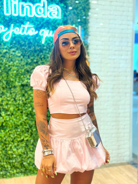 Cropped Balonê Rosa Sofie - comprar online