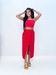 Cropped Alfaiataria Alcinha Vermelho Luize - Donna Fashionista - AmoDF