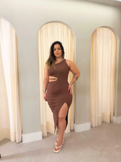 Vestido Recorte Marrom Talita