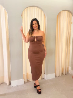 Vestido sem Alça Marrom Ayla - loja online