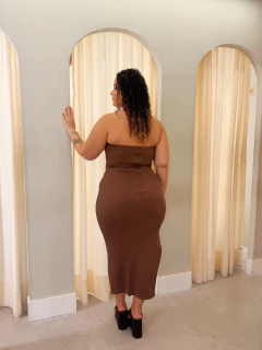 Imagem do Vestido sem Alça Marrom Ayla