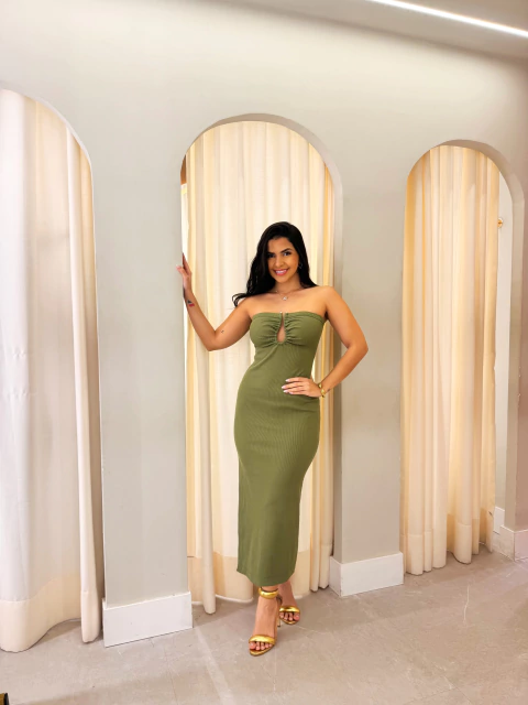 Vestido sem Alça Verde Ayla - comprar online