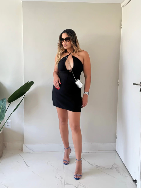 Vestido Busto Franzido Preto Elen - comprar online