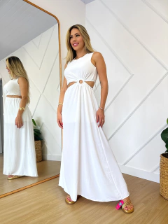Vestido Longo Botões Costas Branco Eloá na internet