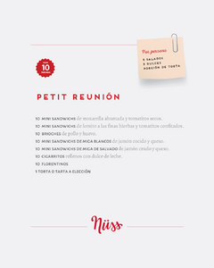 Petit Reunión - 10 pers. / Pequeños Dulces y Salados - Nüss Panadería y Pastelería