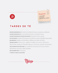 Tardes de té - 20 pers / Pequeños Dulces y Salados - Nüss Panadería y Pastelería