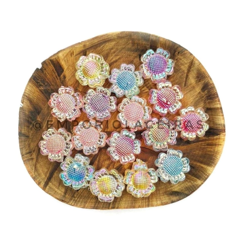 Entremeio Flor Irisada Colorida - 16mm - 10 Unidades