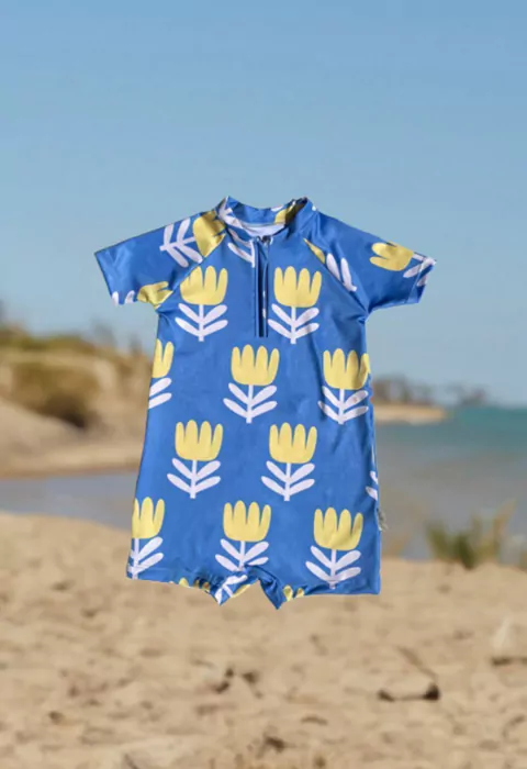 Malla Enteriza Bebe Celeste Tulipanes