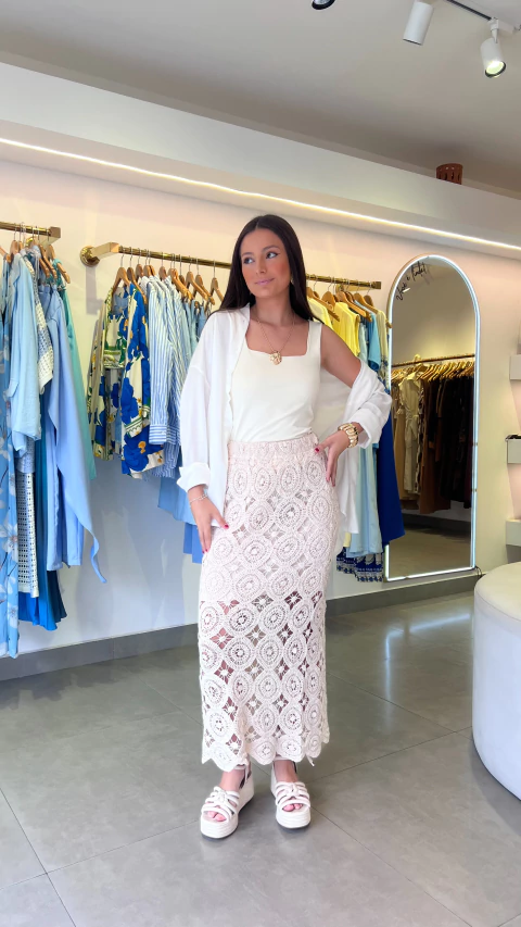 SAIA CROCHE NORONHA BEGE - comprar online