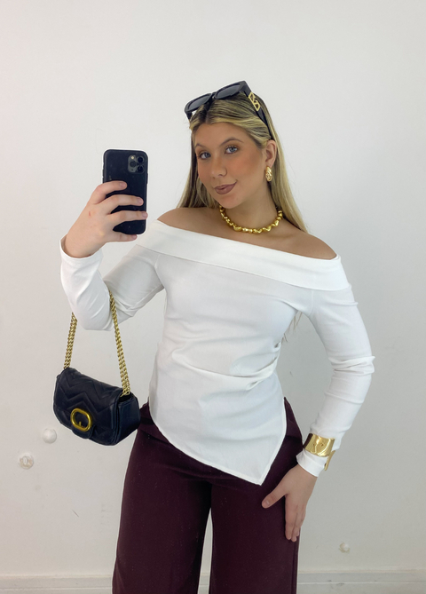 blusa thais manga OFF WHITE - comprar online