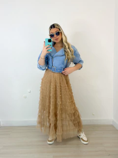 Saia Tule Giovana BEGE - comprar online