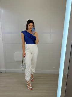 CROPPED BABADO ESCURO AZUL ESCURO - Deise Marchetti