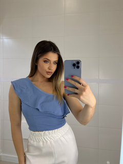 BLUSA BABADO CLARO AZUL CLARO