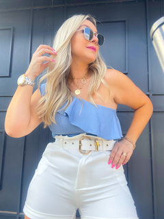 BLUSA BABADO CLARO AZUL CLARO - loja online