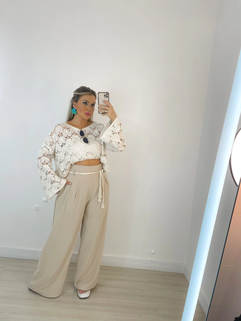 calça pantalona turquia BEGE