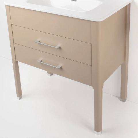 Vanitory Mueble Baño Campi Curve 80 Arena C/ Mesada Loza 3 Orificios