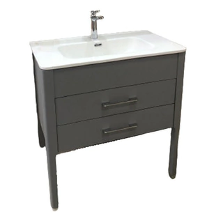 Vanitory Mueble Baño Campi Curve 80 Gris C/ Mesada Loza 3 Orificios