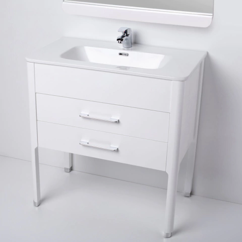 Vanitory Mueble Baño Campi Curve 80 Blanco C/ Mesada Loza 1 Orificio