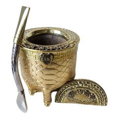 Mate y bombilla Boca Juniors versión dorado - comprar online