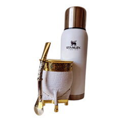 Kit matero con termo Stanley blanco