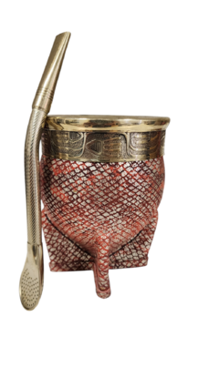 Mate imperial con bombilla cincelada de alpaca