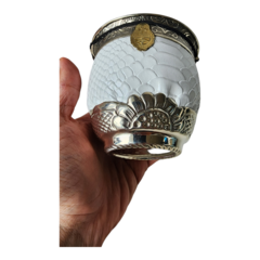 Mate Argentino cuero blanco crocco - Arte Mates