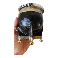 Image of Mate Argentino cuero crocco negro