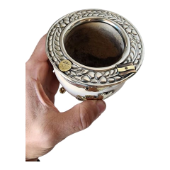 Mate Islas Malvinas cuero de Búfalo - Arte Mates