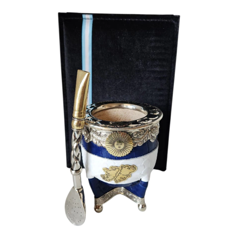 Mate Argentino Orfebrería versión Islas Malvinas azul Crocco