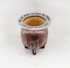 Mate camionero grabado en virola y cuero - Arte Mates