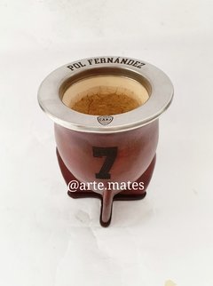 Mate camionero grabado en virola y cuero - comprar online