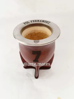 Mate camionero grabado en virola y cuero - comprar online