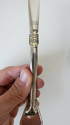 Bombilla de alpaca cincela con aplique - comprar online