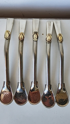 Bombilla de alpaca cincela con aplique