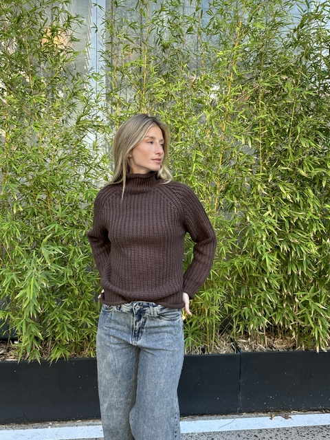 Sweater polera lana chocolate - comprar online