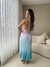 Vestido Pipa plissado com decote costas e estampa degrade