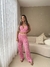 Cropped Malibu tricot rosa com alças - ABALO