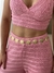 Imagem do Calça Malibu tricot rosa claro com forro curto e elástico cintura