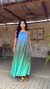 Vestido Pipa plissado com decote costas e estampa degrade - ABALO