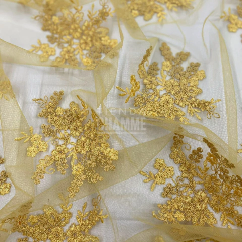 TUL BORDADO REBRODE AMARILLO