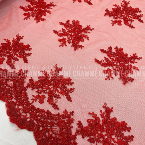 TUL BORDADO REBRODE ROJO B